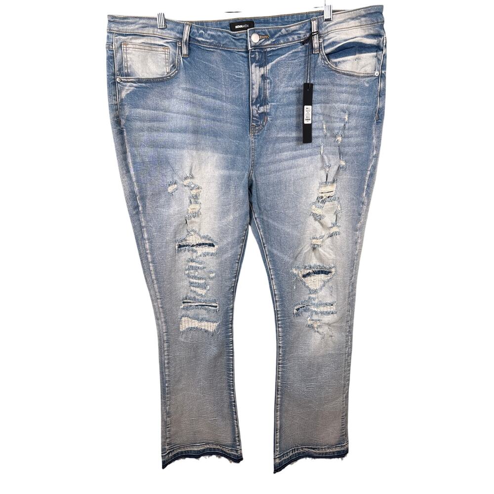 NovaMen Denim Jeans Men Size 42 Undercover Slim Stacked Flare Distressed MidRise